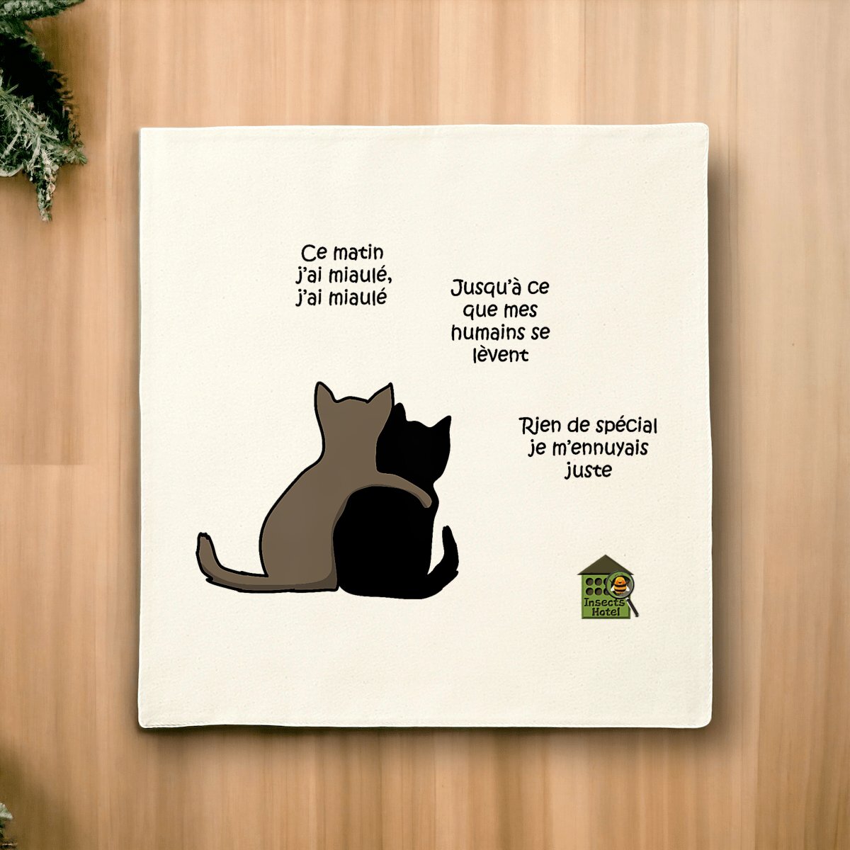 Image front Housse de coussin 100% coton (40 X 40 cm) - "Black cat spirit"