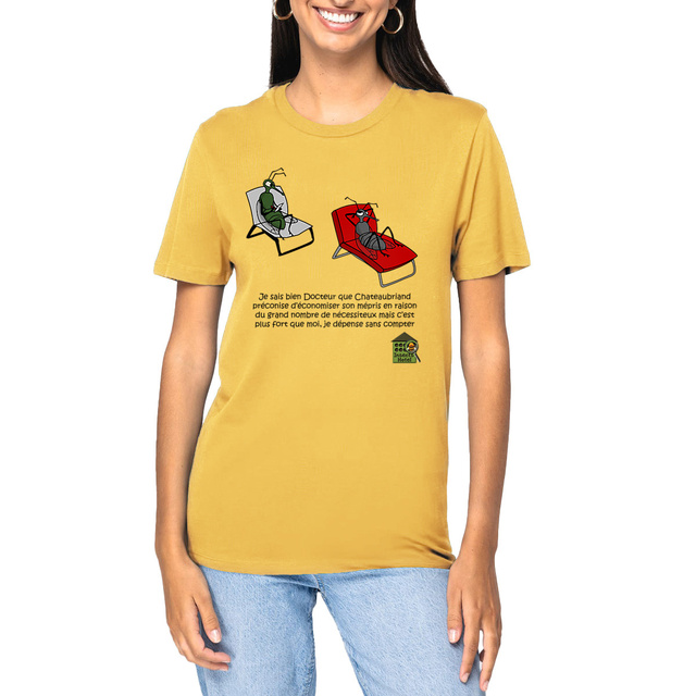 Image front T-shirt épais (clair) - femme ou homme - "Flambeur"