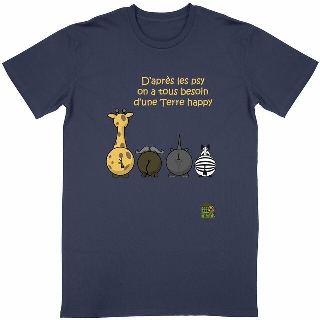 Image back T-shirt - femme ou homme - "Terre happy"