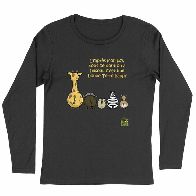Image front T-shirt manches longues - Femme - "Terre happy"