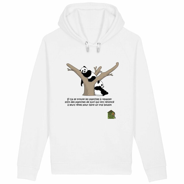 Image front Sweat à capuche avec poches latérales - femme ou homme - "Pandas philosophes"