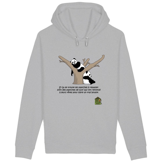 Image back Sweat à capuche avec poches latérales - femme ou homme - "Pandas philosophes"