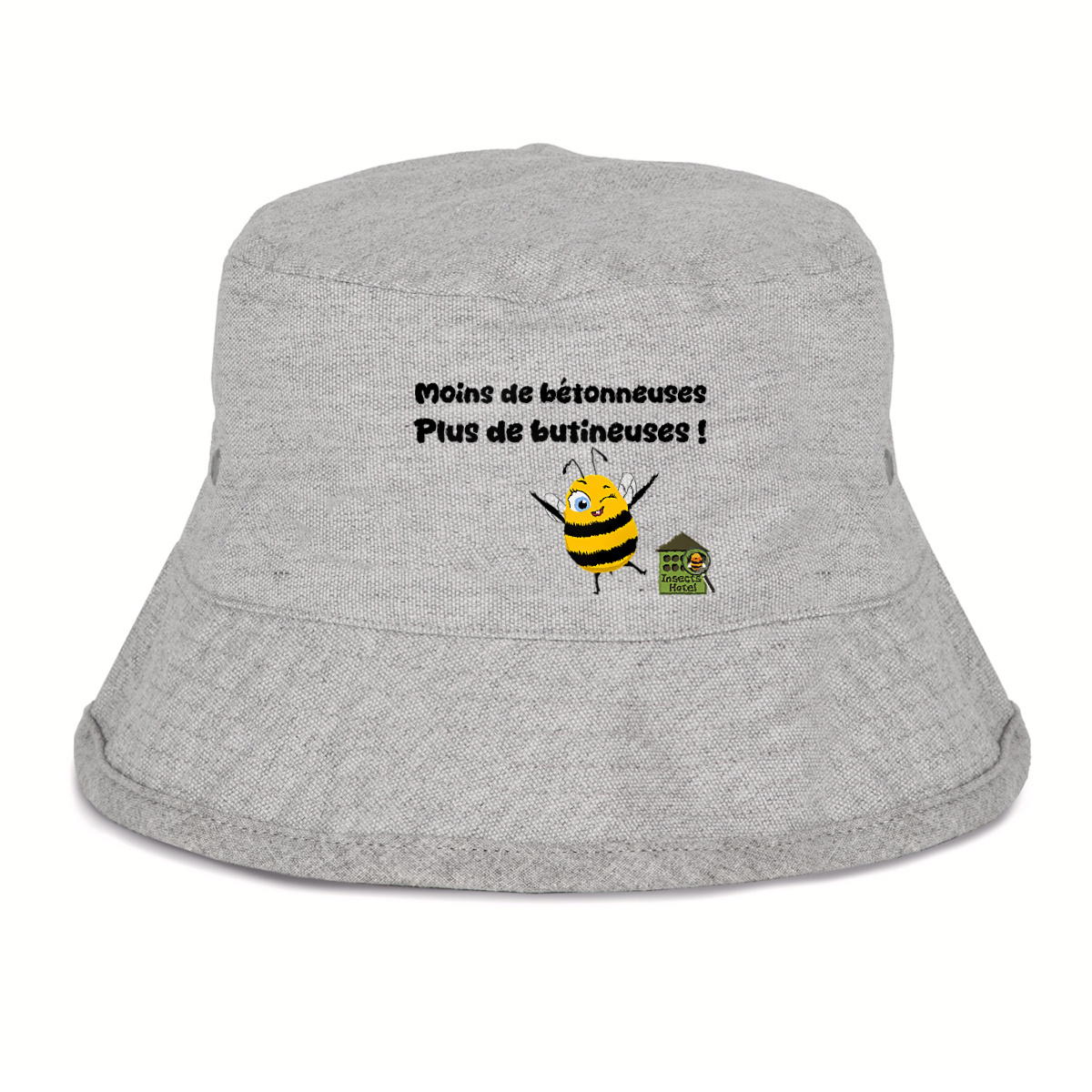 Image back Bob gris chiné - "Moins de bétonneuses, plus de butineuses"
