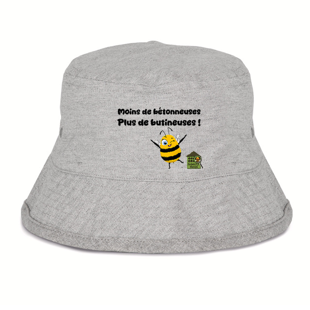 Image back Bob gris chiné - "Moins de bétonneuses, plus de butineuses"