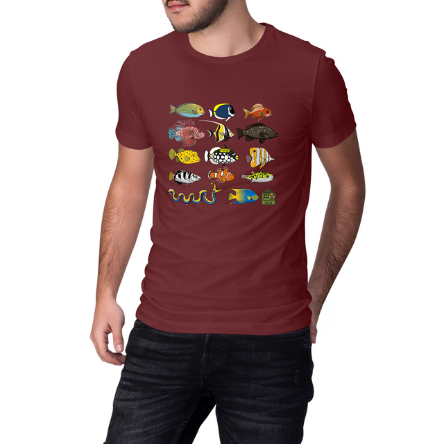 Image front T-shirt épais - femme ou homme - "Poissons tropicaux"