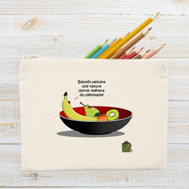 Image front Pochette en coton recyclé - "Fruits & coccinelle"