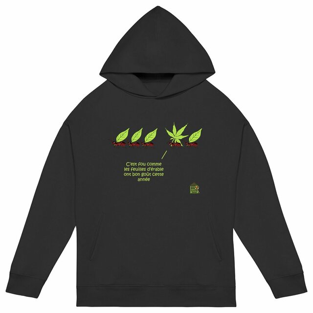 Image back Sweat à capuche Oversized - femme ou homme - "Feuilles d'érable"