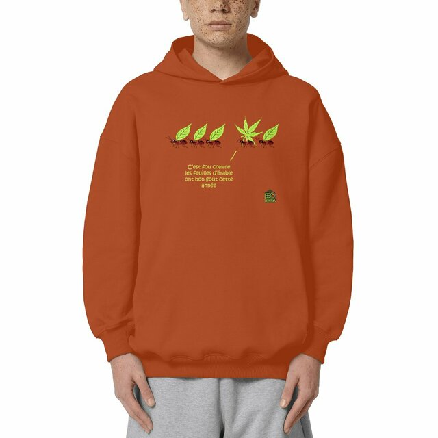 Image front Sweat à capuche Oversized - femme ou homme - "Feuilles d'érable"