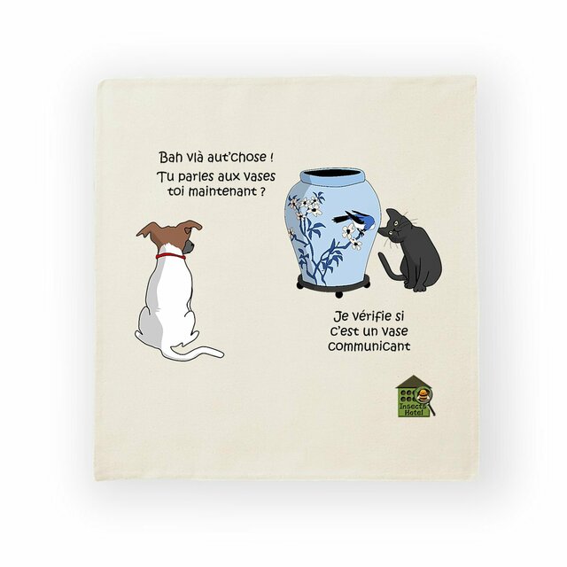 Image back Housse de coussin 100% coton (40 X 40 cm) - "Vase communicant"