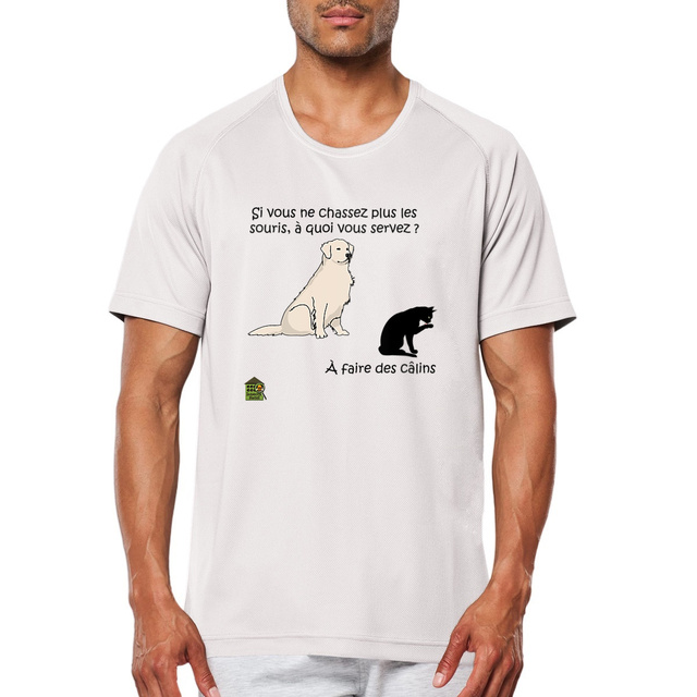 Image front T-shirt de sport - homme - "Chasseurs de câlins"