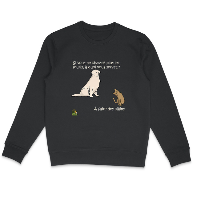 Image front Sweat-shirt Léger - femme ou homme - "Chasseurs de câlins"