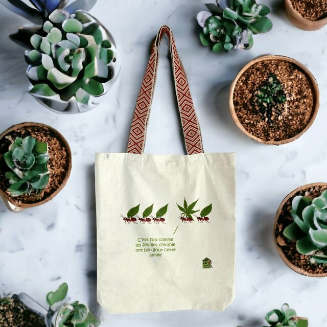 Image front Totebag ethnique - "Feuilles d'érable"