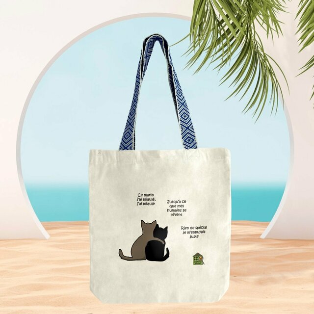 Image front Totebag ethnique - "Chats au dos tourné"