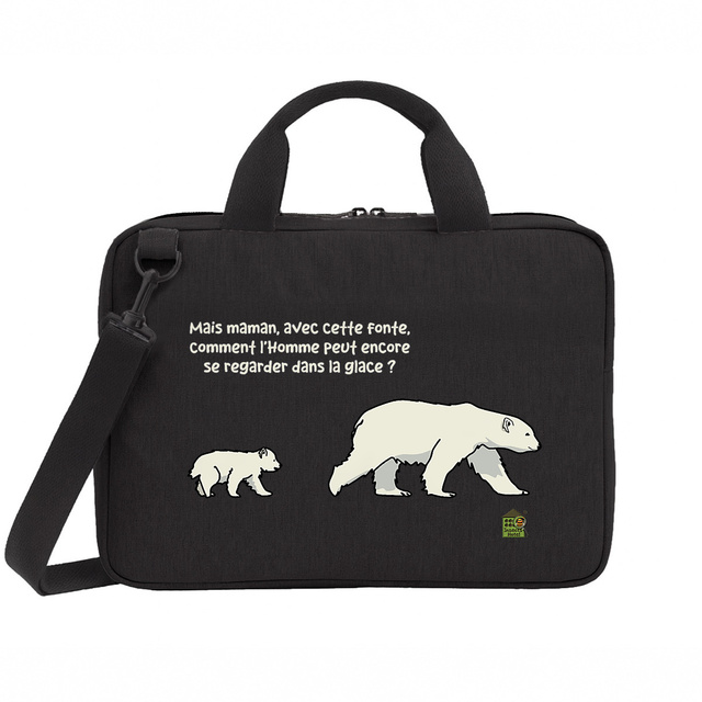 Image front Sac ordinateur noir - "Ourson polaire"