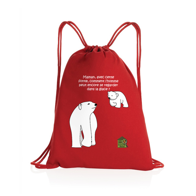 Image back Sac à dos à cordelettes - "Ourson polaire"