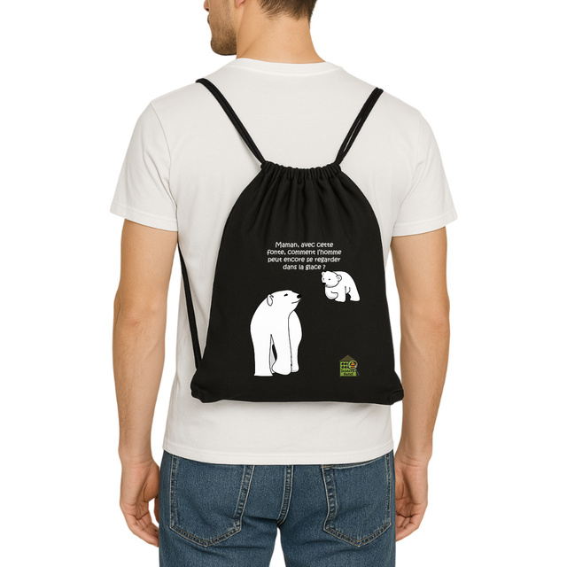 Image front Sac à dos à cordelettes - "Ourson polaire"