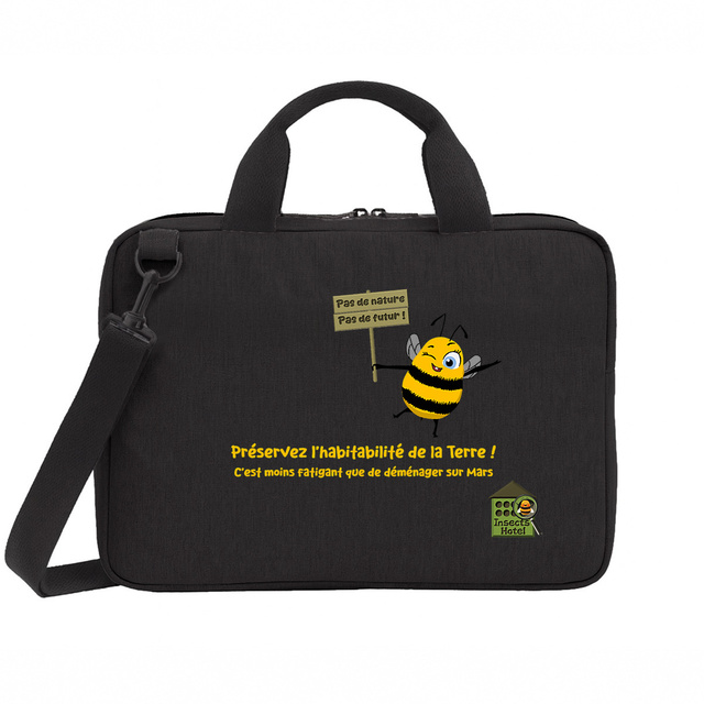 Image back Sac noir - écoresponsable - pour ordinateur portable - modèle "slogans"