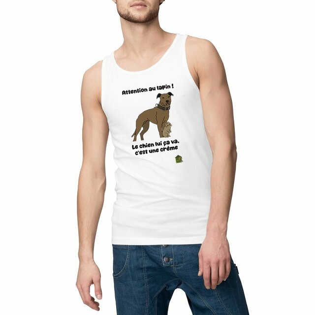 Image front Débardeur - homme - "Attention au lapin"