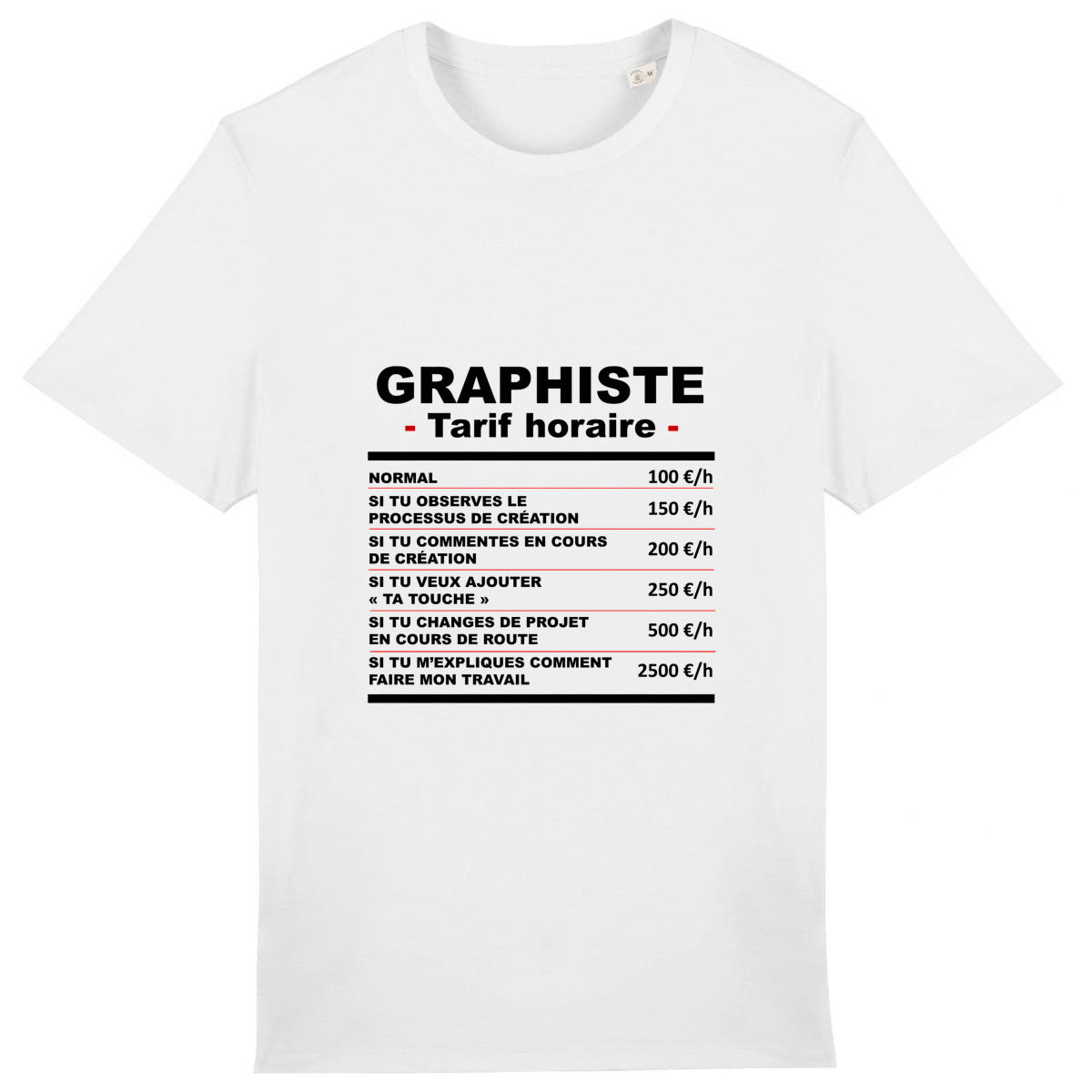 Image front T-shirt épais - femme ou homme - "Spécial graphiste" (versions claires)