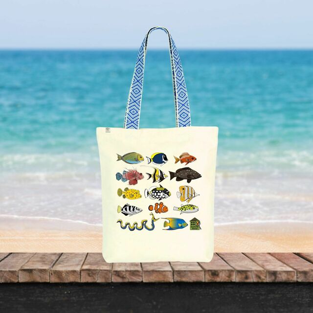 Image front Totebag ethnique - "Poissons tropicaux"