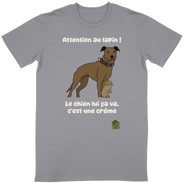 Image back T-shirt - femme ou homme - "Attention au lapin"