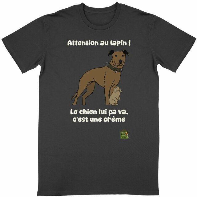 Image front T-shirt - femme ou homme - "Attention au lapin"