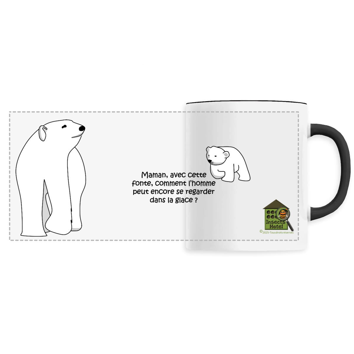 Image back Mug céramique personnalisable - "Se regarder dans la glace" par l'ourson polaire