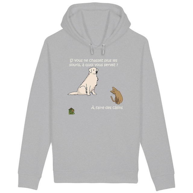 Image back Sweat à capuche avec poches latérales - femme ou homme - "Chasseurs de câlins"