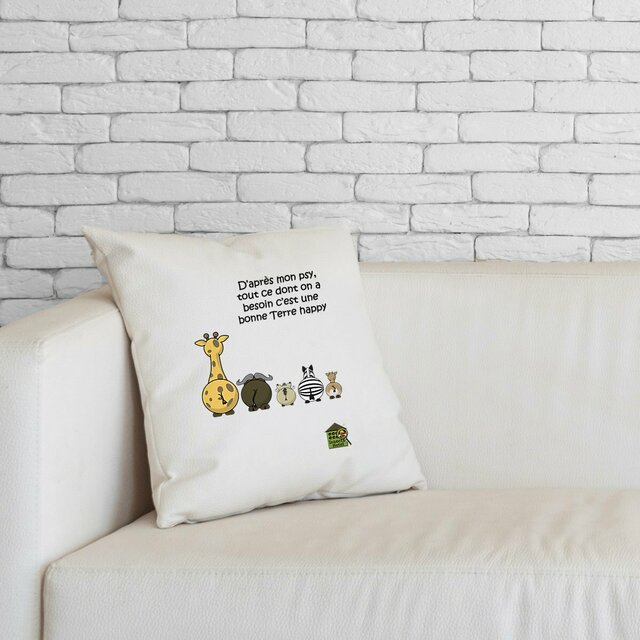 Image front Coussin 100% coton (40 X 40 cm) - "Terre happy"