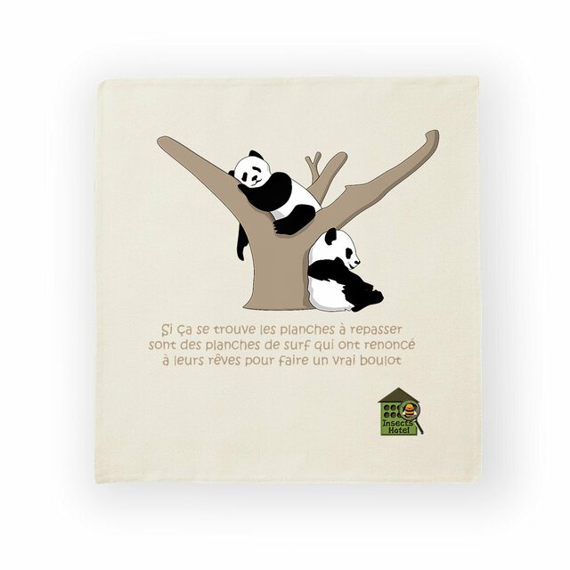 Image back Housse de coussin 100% coton (40 X 40 cm) - "Planche de surf"