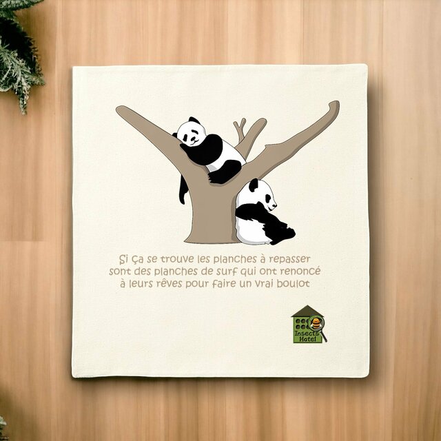 Image front Housse de coussin 100% coton (40 X 40 cm) - "Planche de surf"