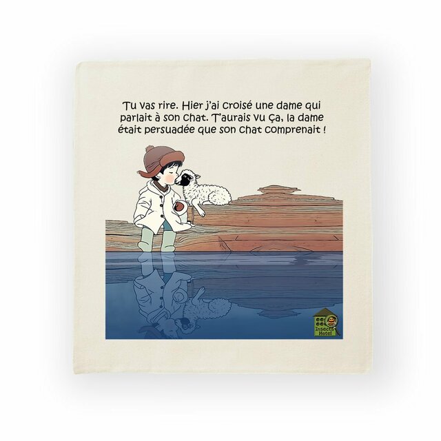 Image front Housse de coussin 100% coton (40 X 40 cm) - "Langage du coeur"