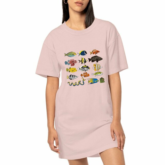 Image front Robe T-shirt - femme - "Poissons tropicaux"