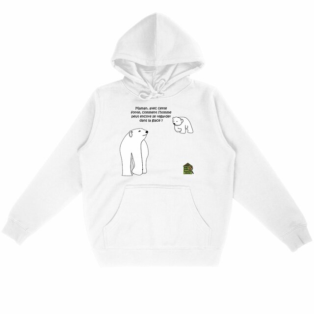 Image front Sweat à capuche Léger - femme ou homme - "Ours polaires" - V1