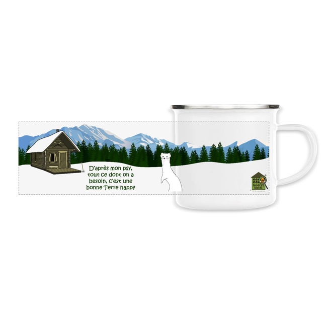 Image front Mug métal émaillé personnalisable - "Terre happy"