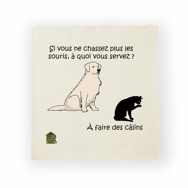 Image front Housse de coussin 100% coton (40 X 40 cm) - "Chasseurs de câlins"