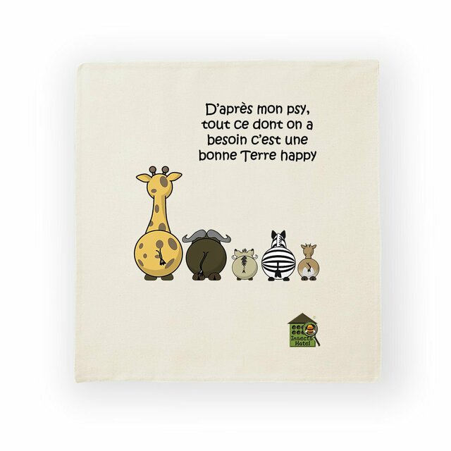 Image back Housse de coussin 100% coton (40 X 40 cm) - "Terre happy"