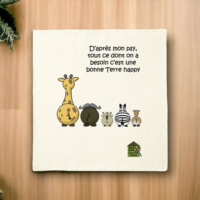 Image front Housse de coussin 100% coton (40 X 40 cm) - "Terre happy"