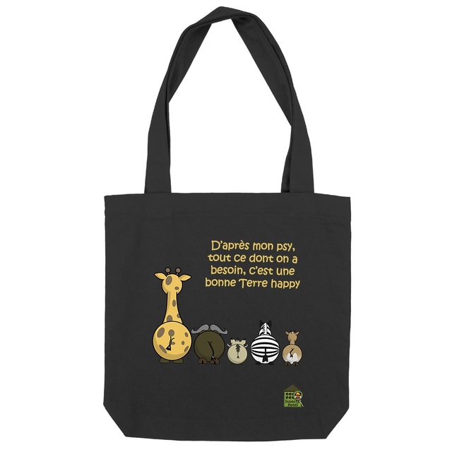Image back Totebag épais noir - "Terre happy"