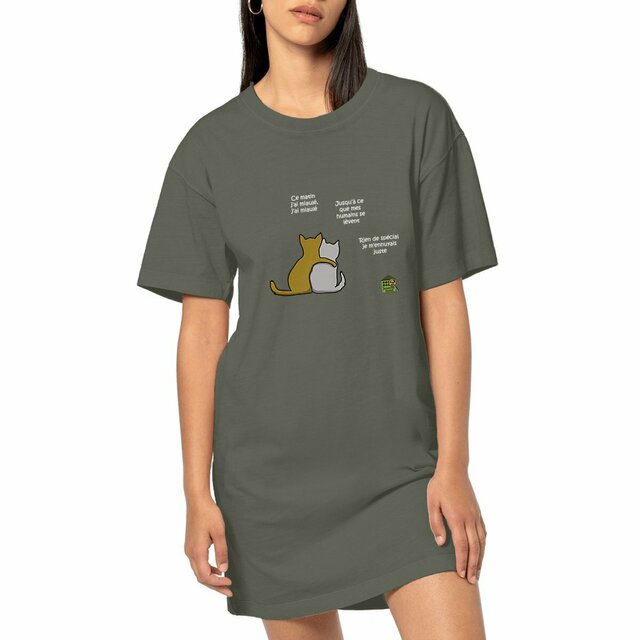 Image front Robe T-shirt - femme - "Chats au dos tourné"