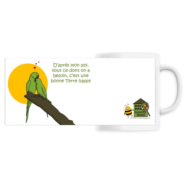 Image front Mug céramique - "Terre happy" par le couple de perruches