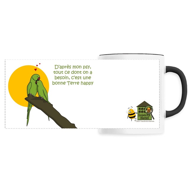 Image back Mug céramique - "Terre happy" par le couple de perruches