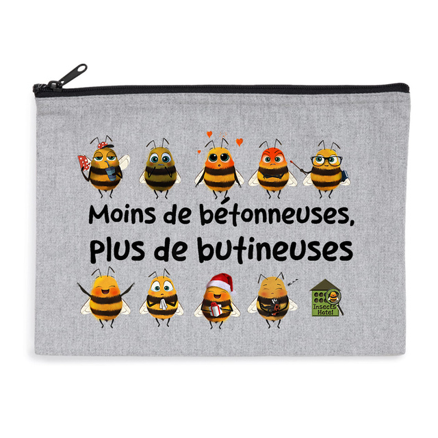 Image front Pochette zippée - "Moins de bétonneuses, plus de butineuses"