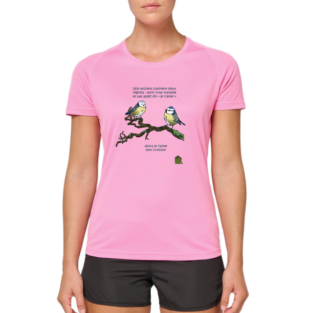 Image front T-shirt de sport - femme - "Je t'aime"
