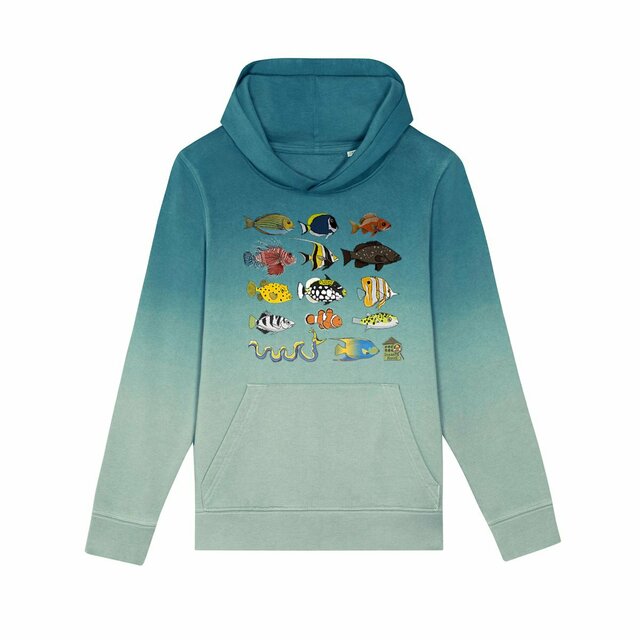 Image back Sweat à capuche Dip Dye - Enfant - "Poissons tropicaux"