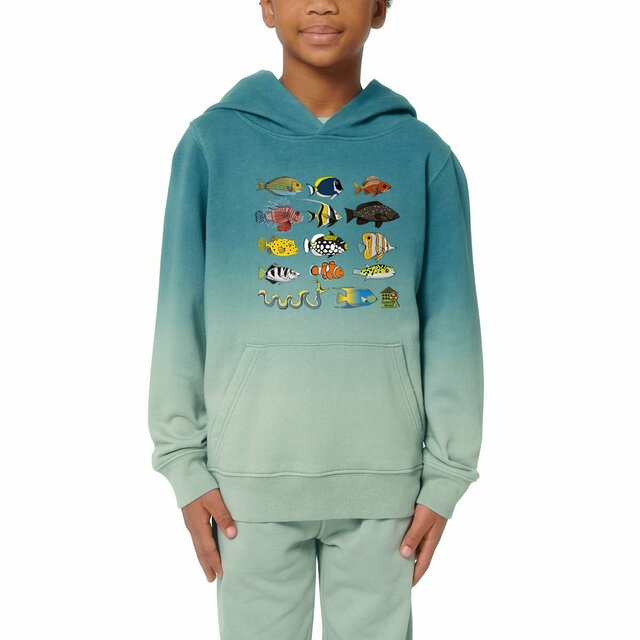 Image front Sweat à capuche Dip Dye - Enfant - "Poissons tropicaux"