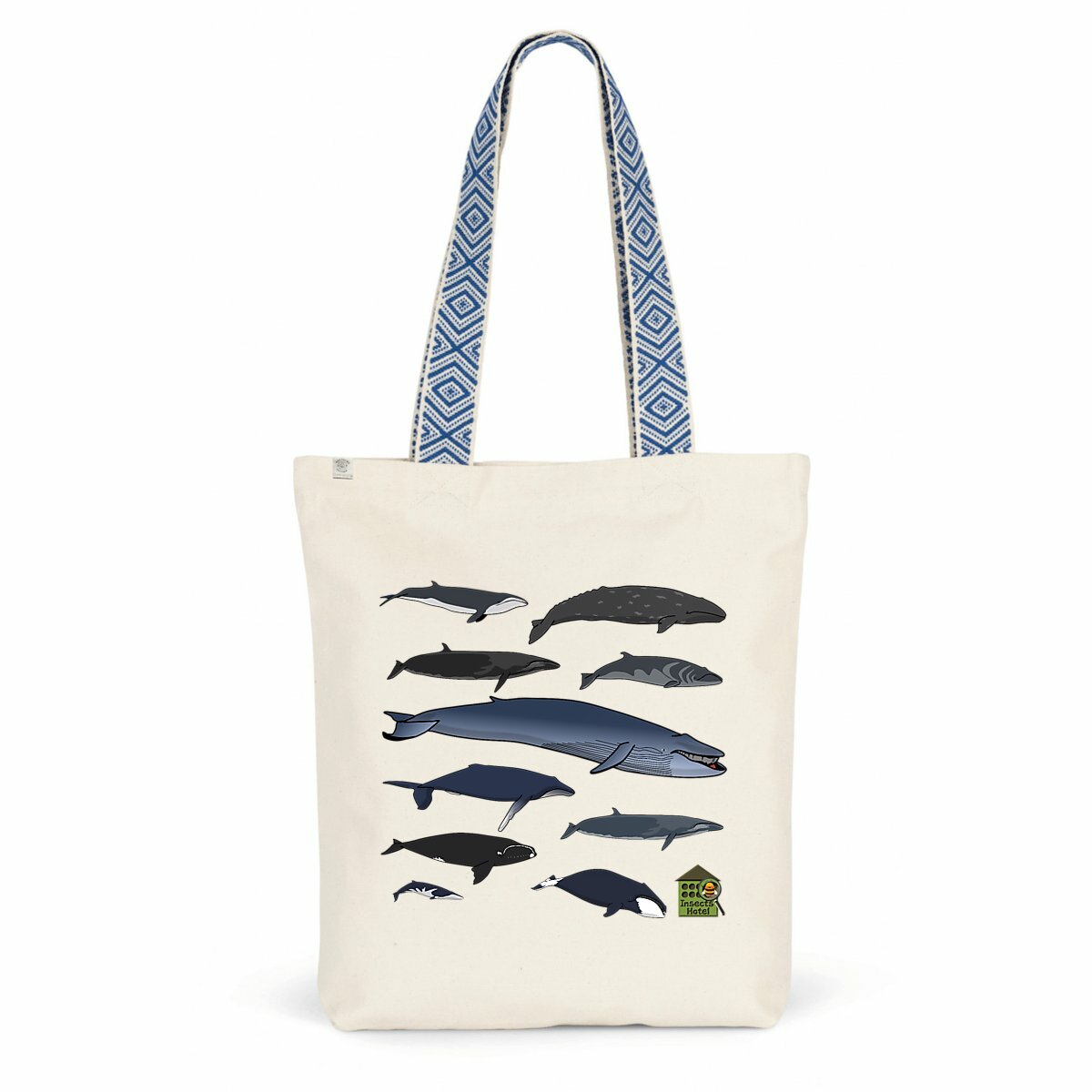 Image back Totebag ethnique - "Baleines du monde entier"