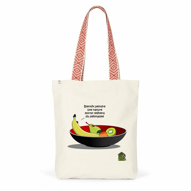 Image back Totebag ethnique - "Fruits & coccinelle"