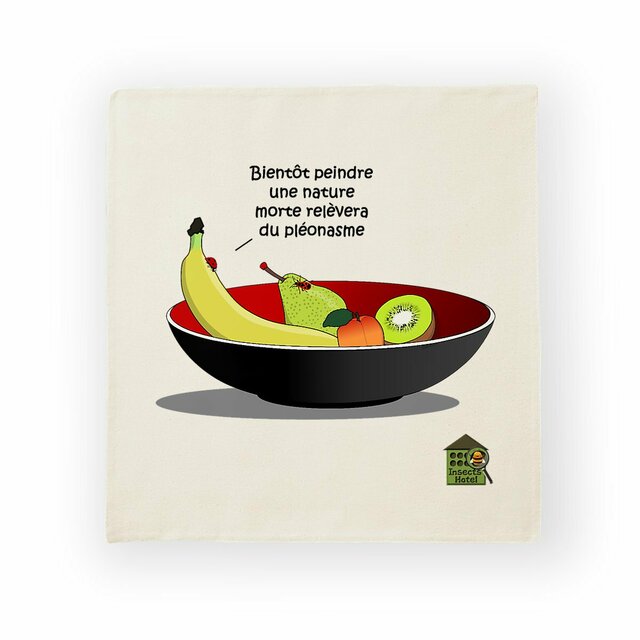 Image front Housse de coussin 100% coton (40 X 40 cm) - "Fruits & coccinelle"