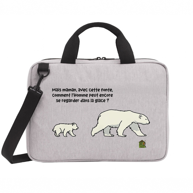 Image front Sac ordinateur gris - "Ourson polaire"